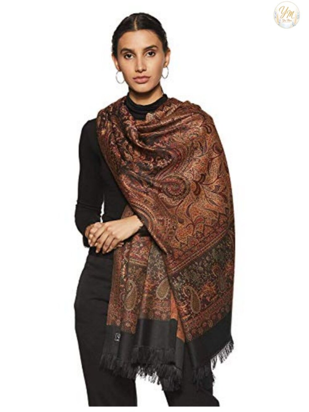 Wool Blend Pashmina Shawl Wrap Large 40x80 Woven